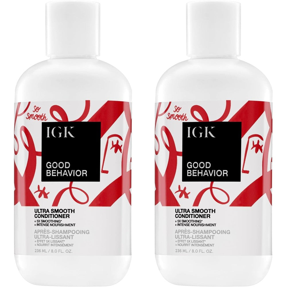 IGK Good Behavior Ultra Smooth Conditioner 2-Pack front view showing smoothing benefits