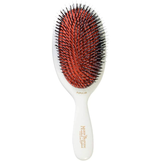 Mason Pearson BN1 Bristle and Nylon Popular Hair Brush Ivory front view premium luxury detangling brush