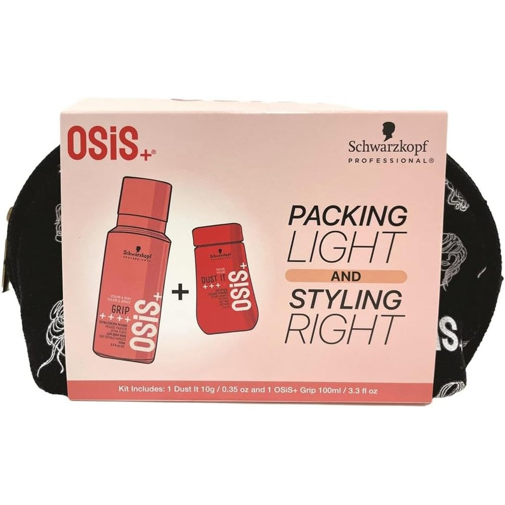 OSiS+ Packing Light and Styling Right travel hair styling kit front view box