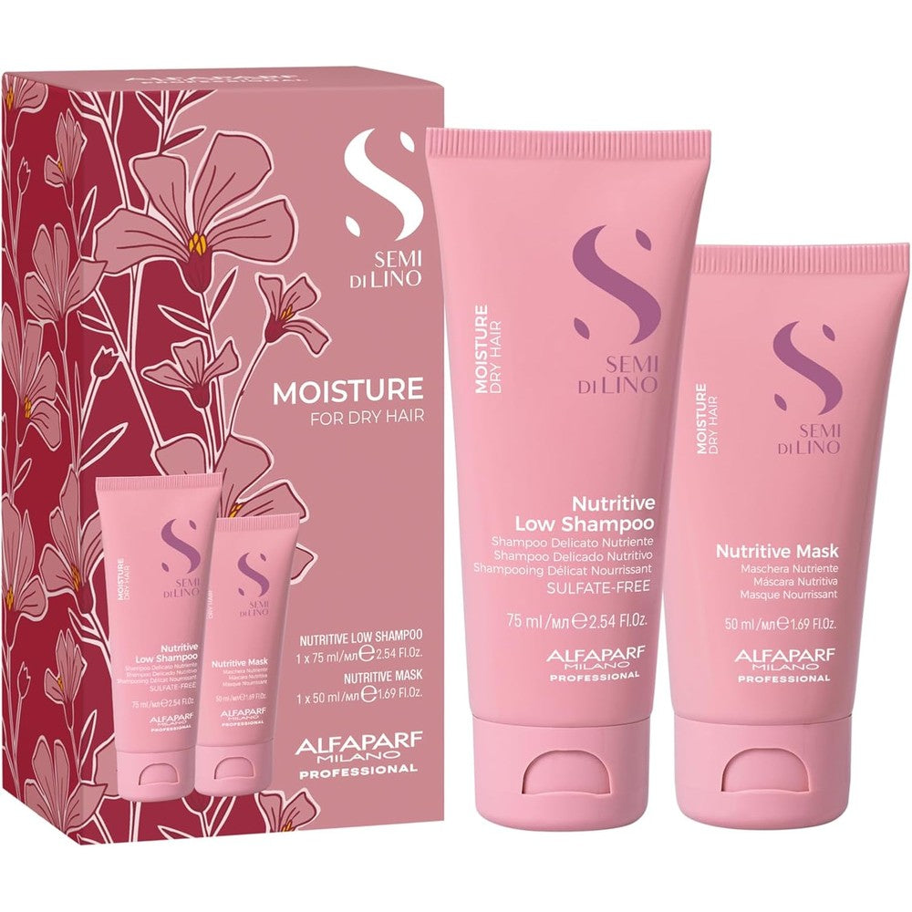 Alfaparf Milano Semi di Lino Moisture travel set front view for dry hair