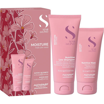 Alfaparf Milano Semi di Lino Moisture travel set front view for dry hair