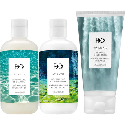 R+Co Atlantis Moisturizing B5 Shampoo bottle front view for hydration