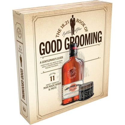 18.21 Man Made Book of Good Grooming Gift Set front view showing vintage book style packaging