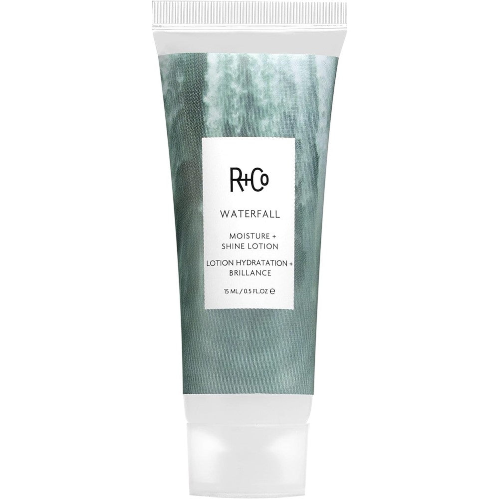 R+Co Waterfall Moisture and Shine Lotion deluxe sample tube front view