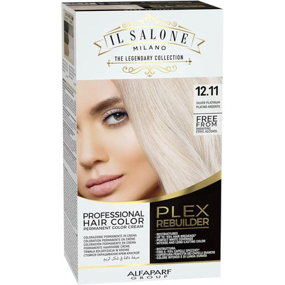 Il Salone Milano Plex Rebuilder Permanent Hair Color Cream front view packaging showcasing the 12.11 Silver Platinum shade