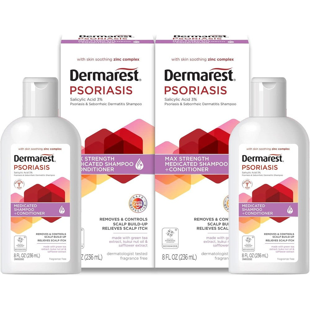 Dermarest Psoriasis Medicated Shampoo and Conditioner front bottle view