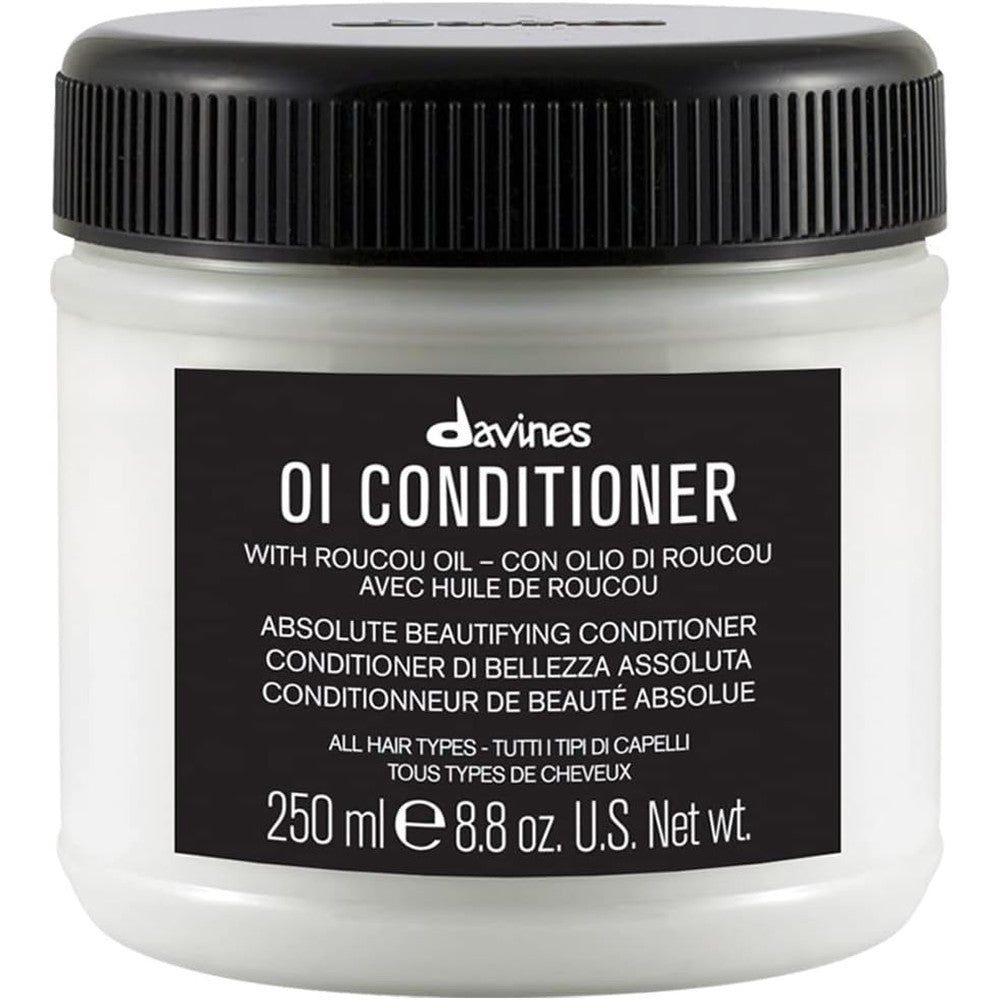 Davines OI Smoothing Conditioner jar front view for all hair types