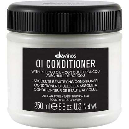 Davines OI Smoothing Conditioner jar front view for all hair types