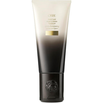 Oribe Gold Lust Repair And Restore Conditioner front view bottle for luxury hair care.