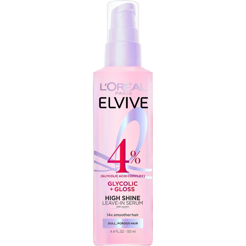 L'Oreal Paris Elvive Glycolic Plus Gloss Leave-In Hair Serum bottle front view
