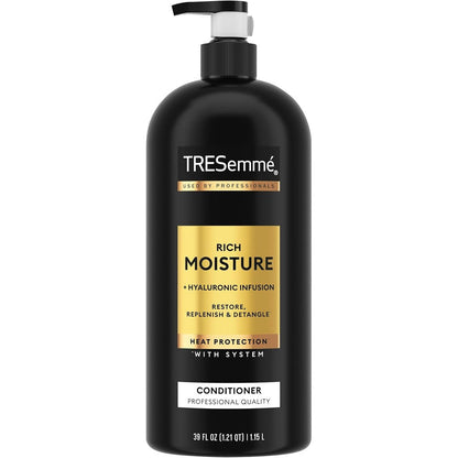 TRESemmÃ© Rich Moisture Moisturizing Conditioner 39 ounce front view for dry hair care