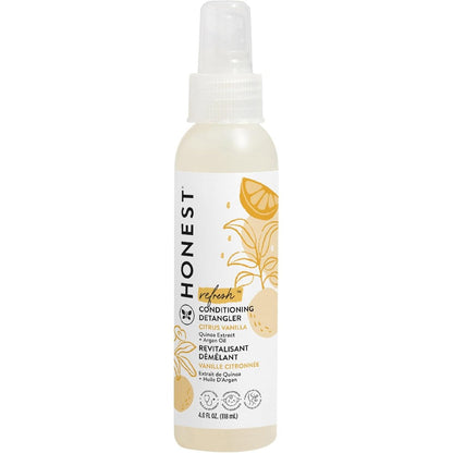 The Honest Company conditioning hair detangler citrus vanilla bottle front view