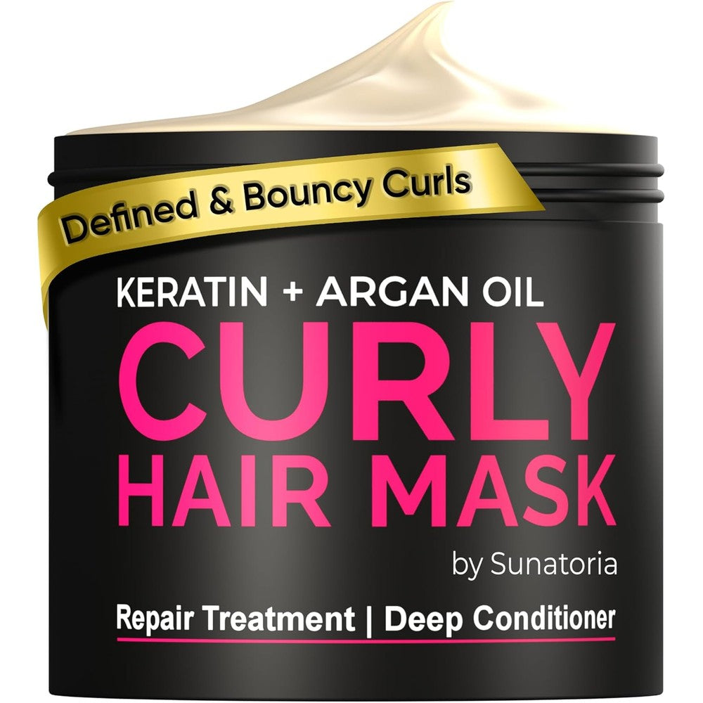 Sunatoria curly hair mask front view jar packaging