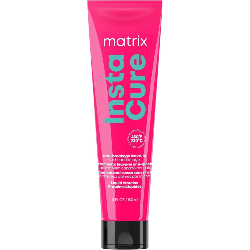 Matrix Instacure Anti Breakage Leave In Hair Treatment front view tube showing liquid protein details