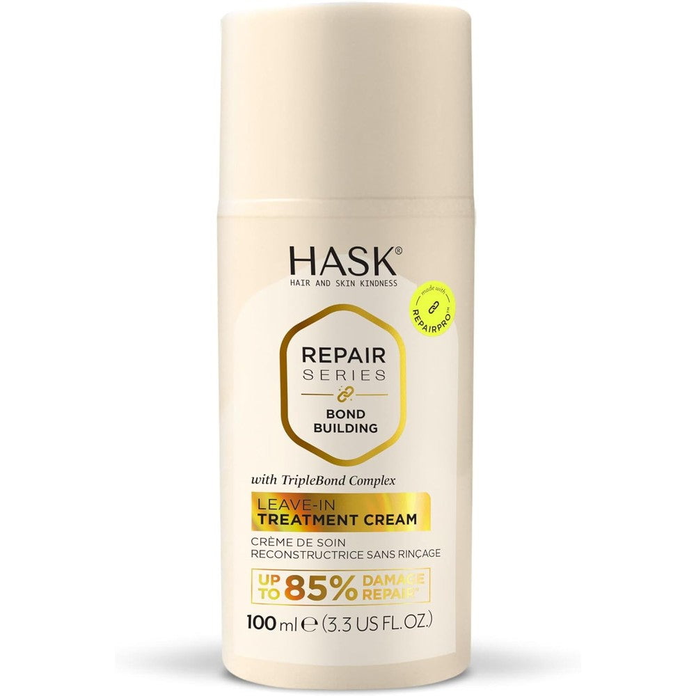 HASK bond building leave in treatment cream front view bottle packaging