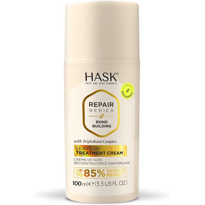 HASK Bond Building Leave-In Treatment Cream 3.3 Fluid Ounce front view bottle for hair damage repair.