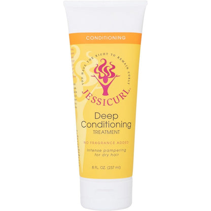 Jessicurl Deep Conditioning Treatment front view of the 8 fluid ounce tube showing fragrance-free formula.