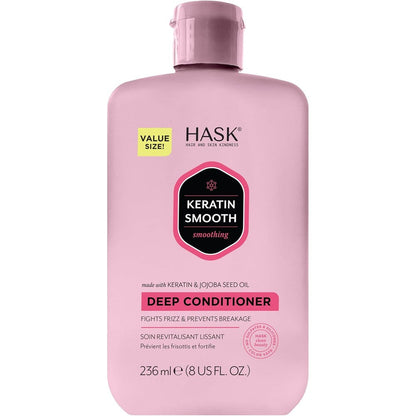 HASK Keratin Smoothing Deep Conditioner front view bottle on a white background