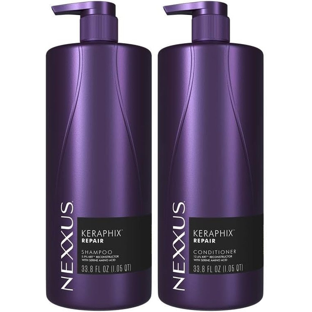 Nexxus Keraphix Shampoo and Conditioner front view pump bottles