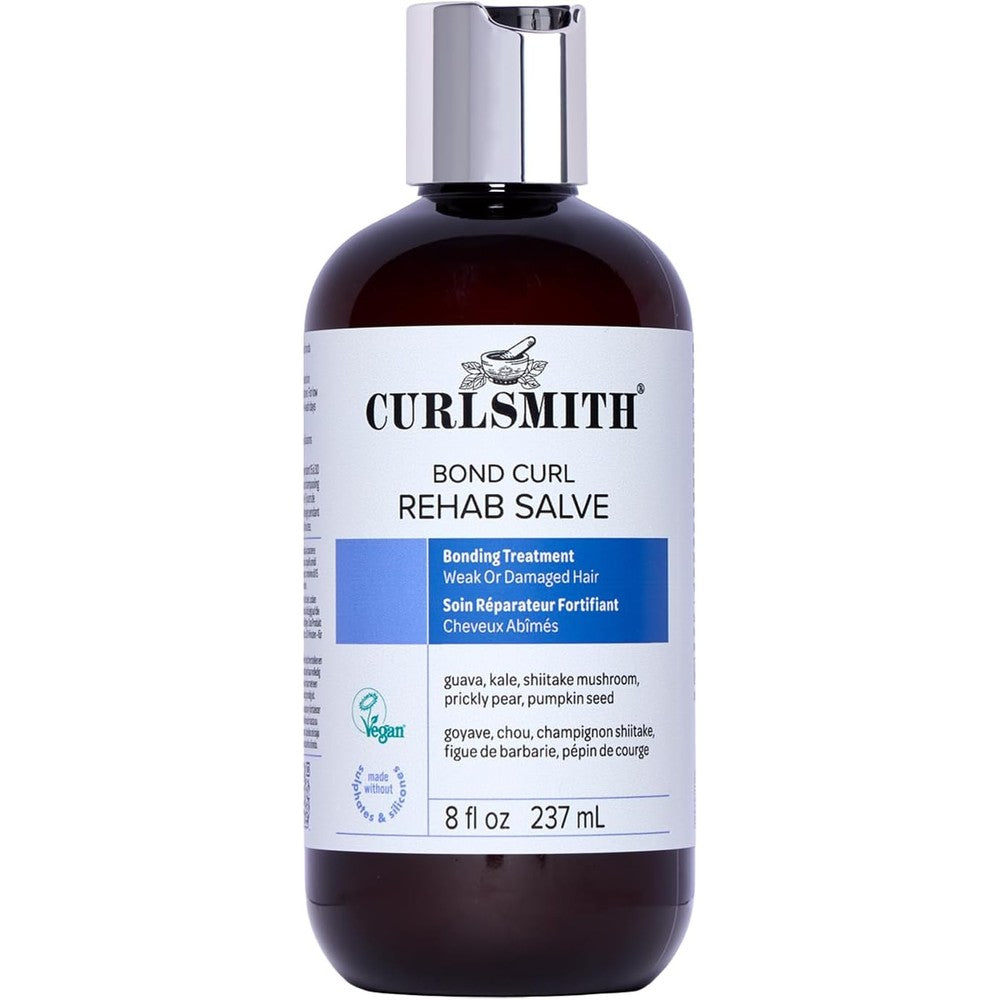 Curlsmith Bond Curl Rehab Salve protein rich hair treatment front view bottle