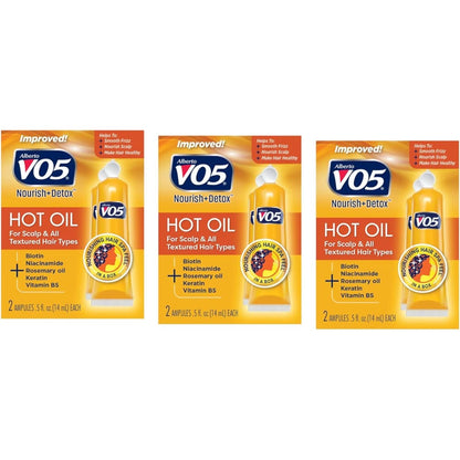 Alberto VO5 Hot Oil Therapy Intense Conditioning Hair Repair Pack of 3 front view showing packaging tubes.