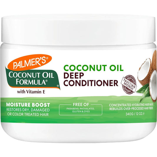 Palmer's Coconut Oil Formula Moisture Boost Deep Hair Conditioner 12 Fluid Ounce front view jar for dry hair repair.