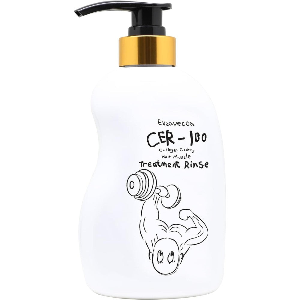 Elizavecca CER-100 Collagen Coating Hair Muscle Treatment Rinse 500ml front view bottle with cartoon character design