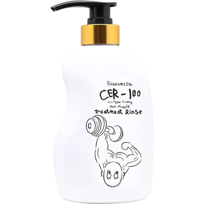 Elizavecca CER-100 Collagen Coating Hair Muscle Treatment Rinse 500ml front view bottle with cartoon character design
