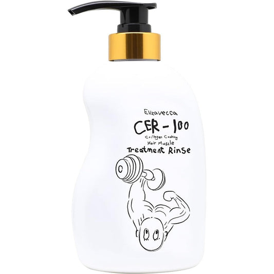 Elizavecca CER-100 Collagen Coating Hair Muscle Treatment Rinse 500ml front view bottle with cartoon character design