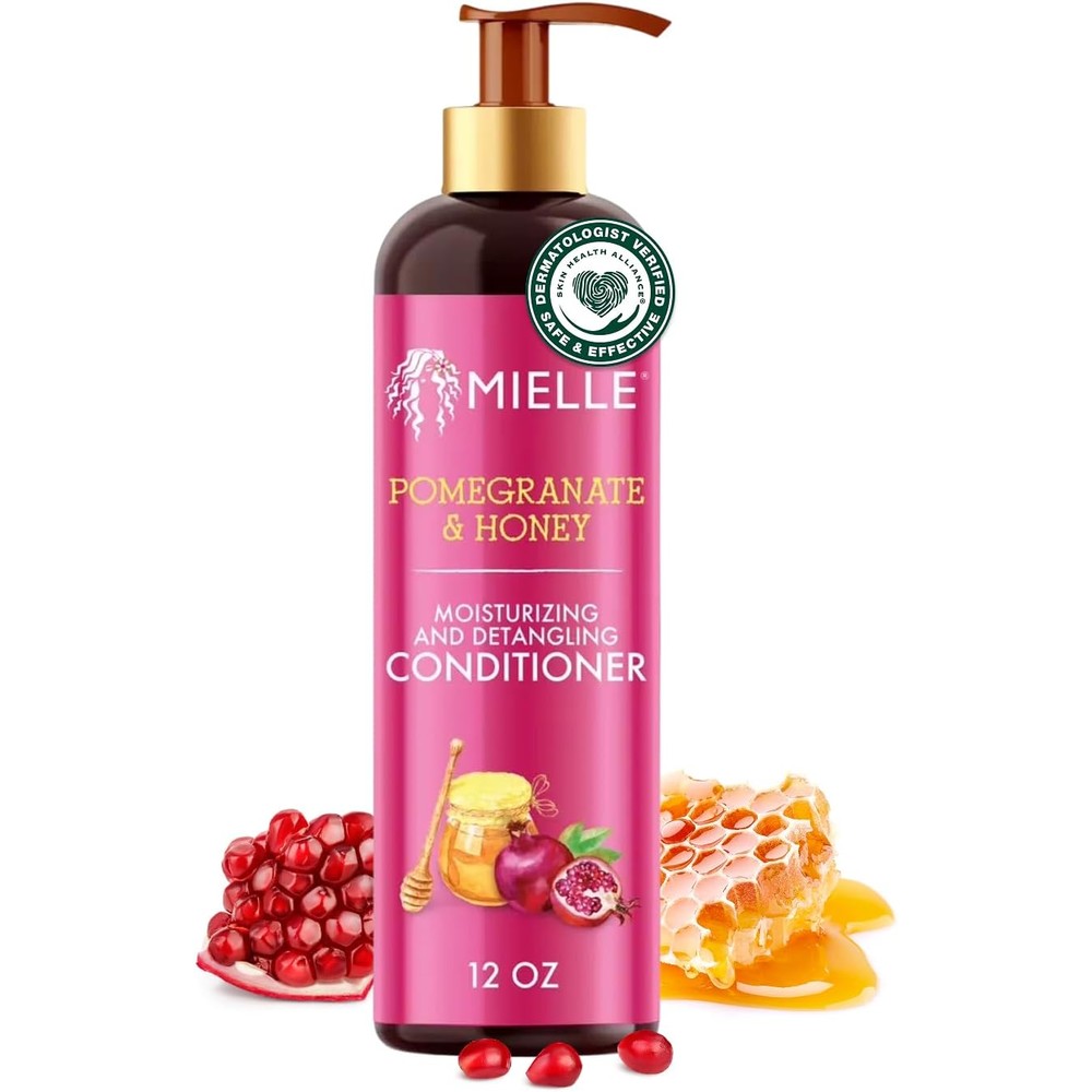 Mielle Organics Pomegranate And Honey Moisturizing And Detangling Conditioner front view for curly hair care.
