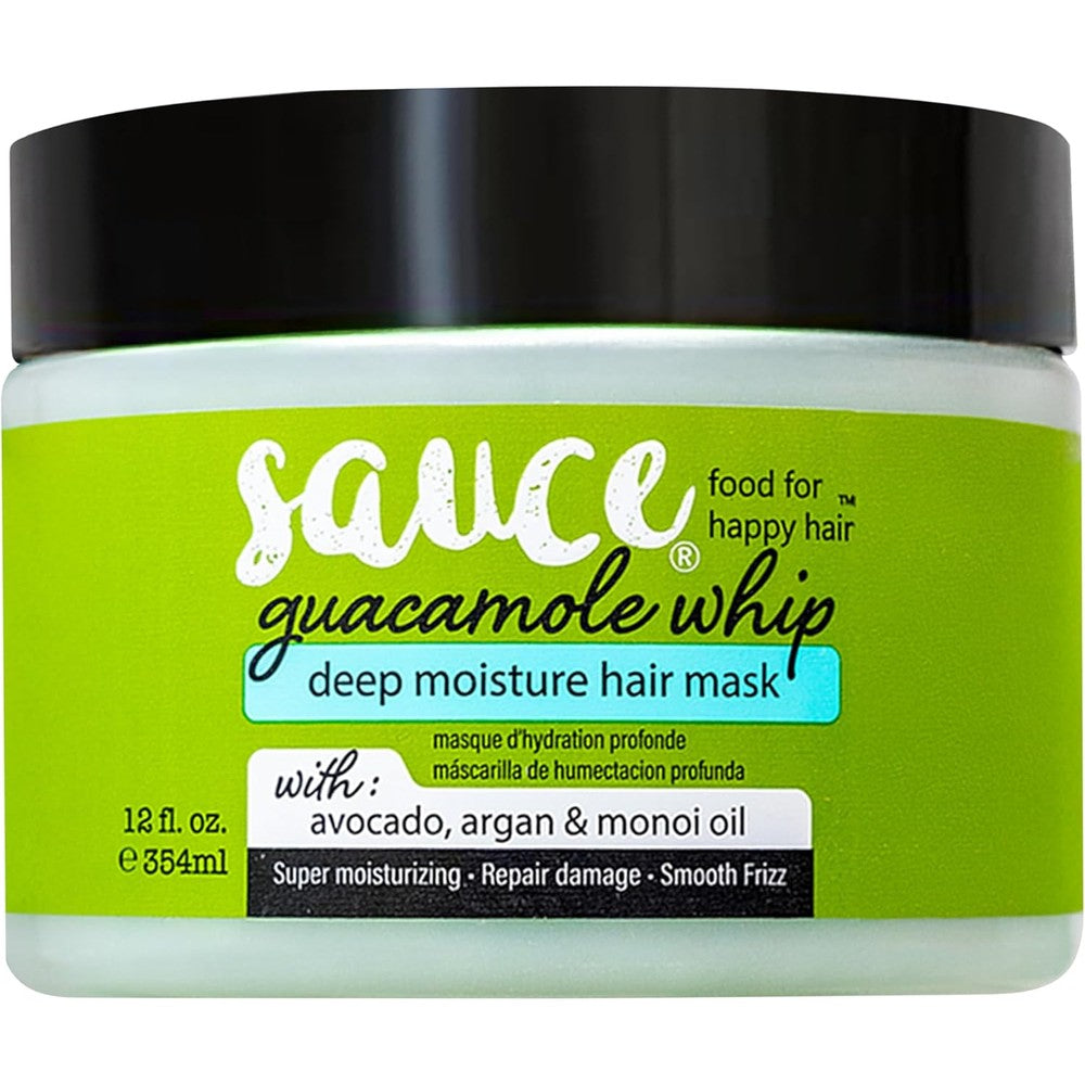 Sauce Beauty Guacamole Whip Deep Moisture Hair Mask front view jar packaging.