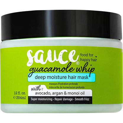 Sauce Beauty Guacamole Whip Deep Moisture Hair Mask front view jar packaging.