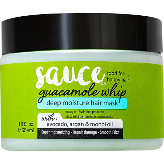 Sauce Beauty Guacamole Whip Deep Moisture Hair Mask front view jar packaging.