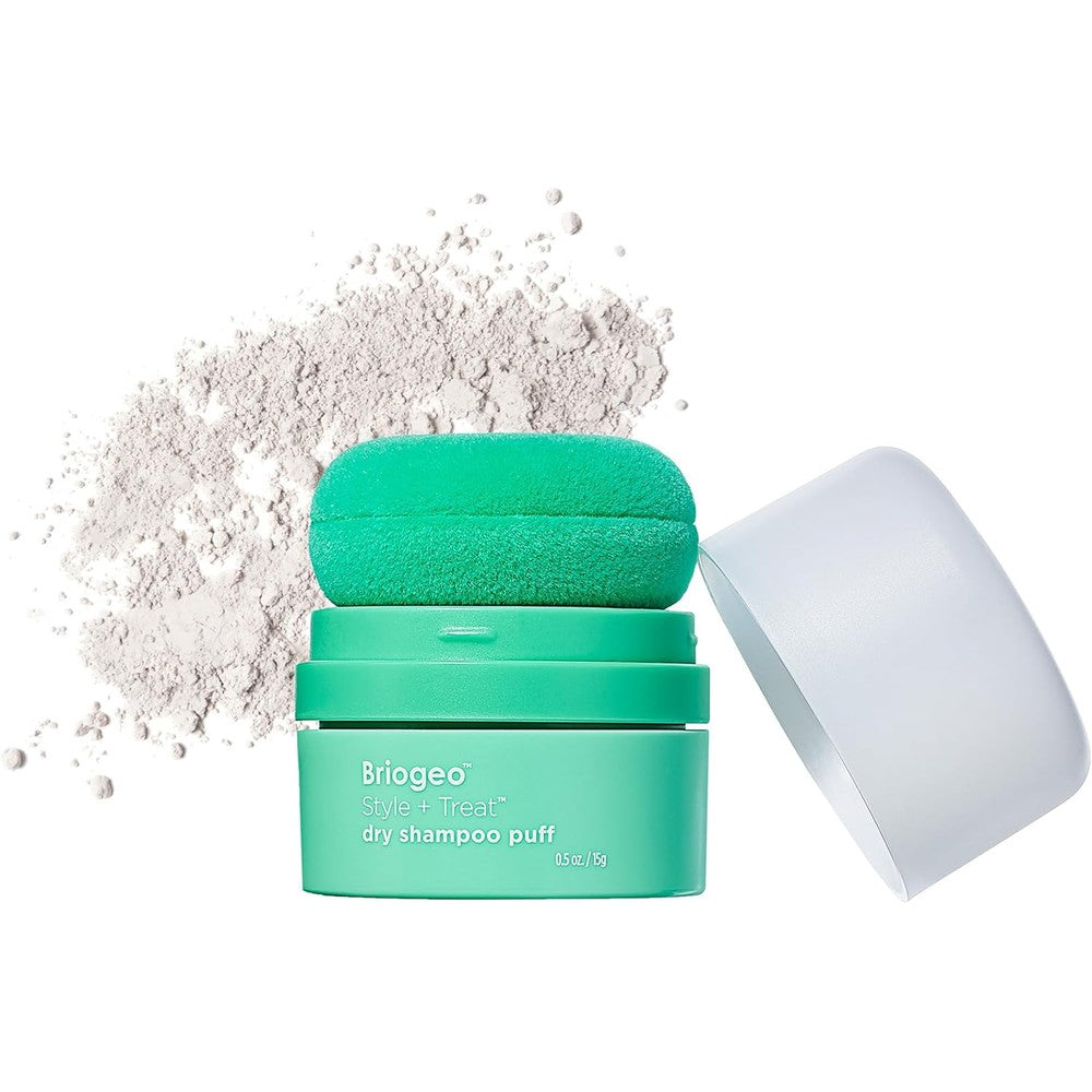 Briogeo Style and Treat Dry Shampoo Puff front view bottle