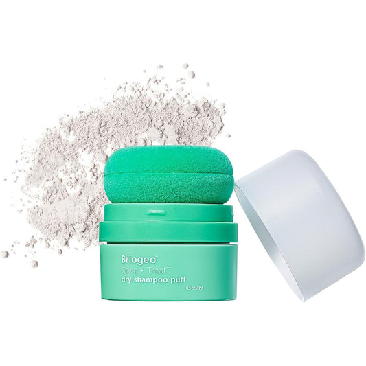Briogeo Style and Treat Dry Shampoo Puff front view bottle