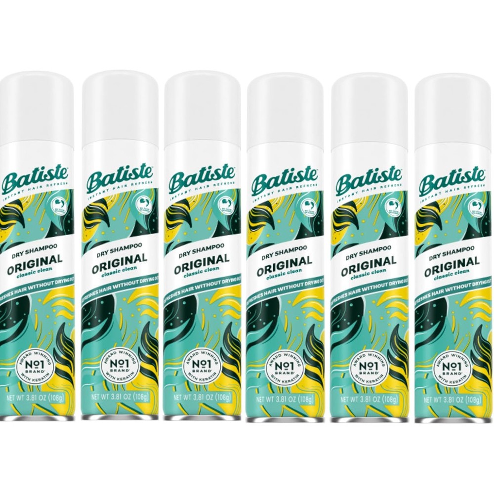 Batiste Dry Shampoo Original front view six pack aerosol bottles