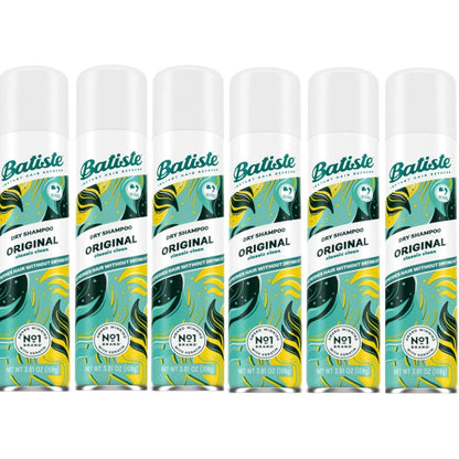 Batiste Dry Shampoo Original front view six pack aerosol bottles