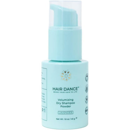 Hair Dance Dry Shampoo Powder 1.6 Ounce front view bottle with light blue label.