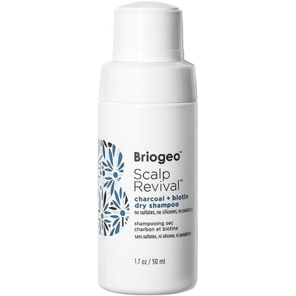 Briogeo Scalp Revival Charcoal and Biotin Dry Shampoo front view bottle on a clean background