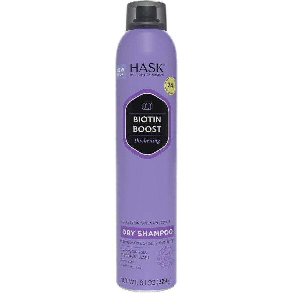 Hask Biotin Boost Thickening Dry Shampoo front view 8.1 ounce canister