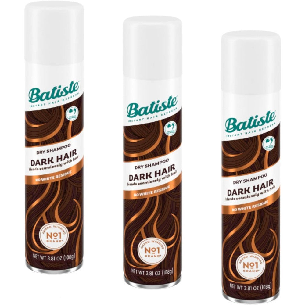 Batiste dry shampoo front view of three cans packaging
