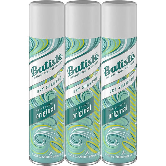 Batiste Dry Shampoo Original Fragrance front view three pack for oil absorption