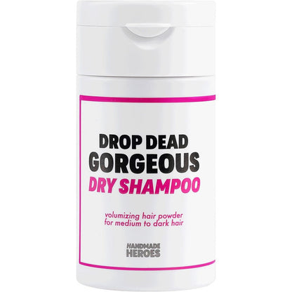 Handmade Heroes Drop Dead Gorgeous Dry Shampoo powder bottle front view