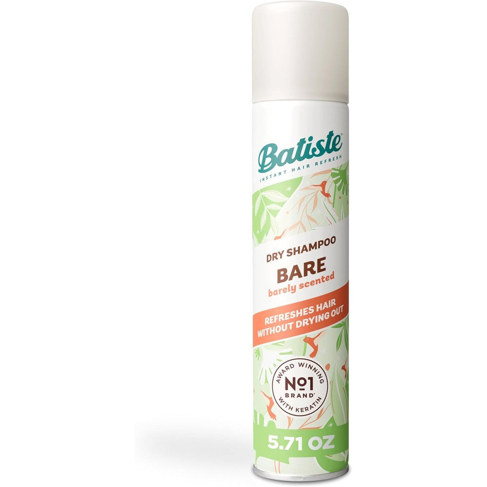 Batiste Dry Shampoo Bare Fragrance front view bottle for oil absorption