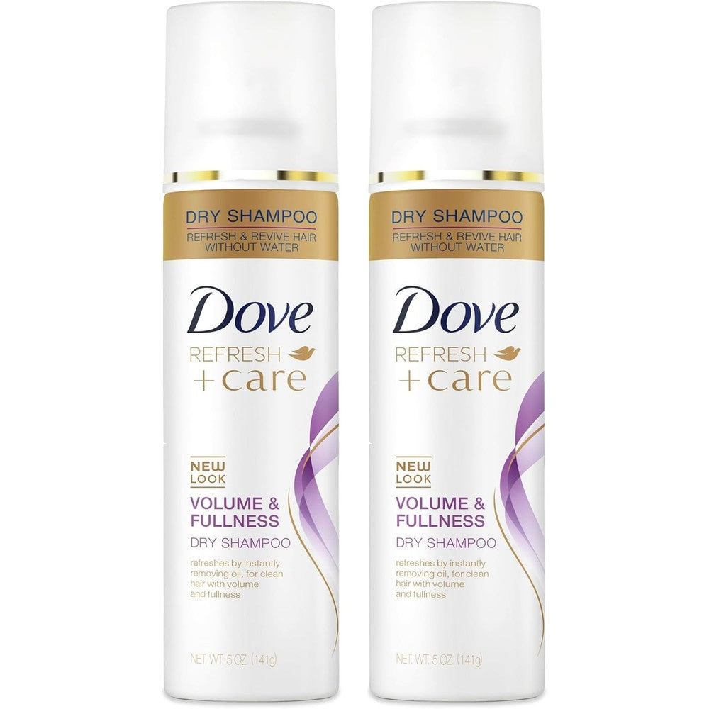 Dove dry shampoo spray volume and fullness front view twin pack