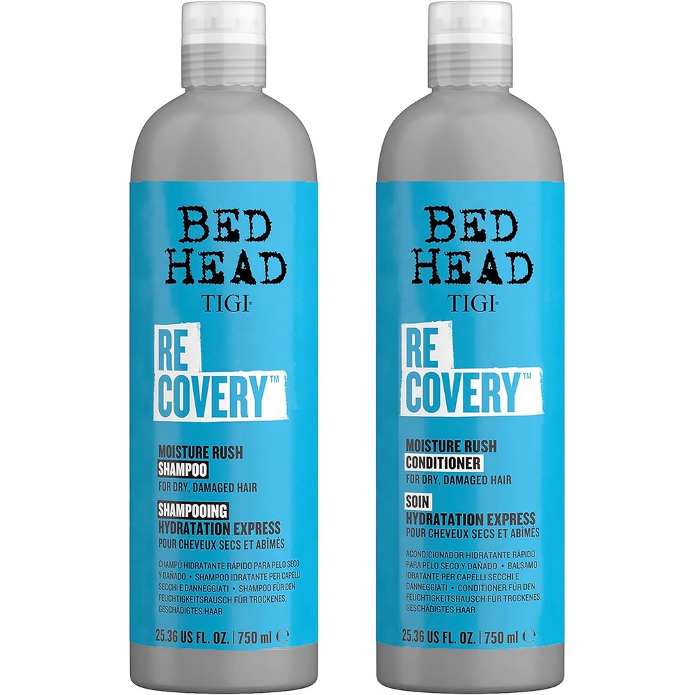 TIGI Bed Head Recovery Shampoo and Conditioner Set front view professional moisture rush hair care combo