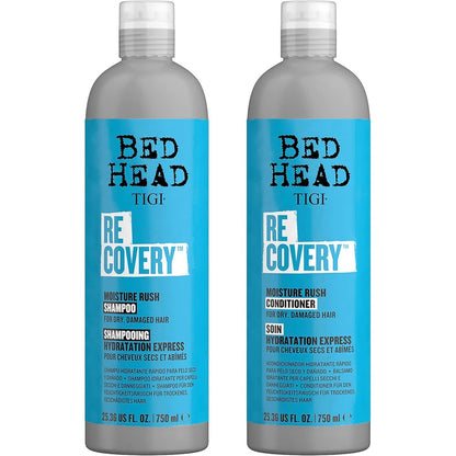 TIGI Bed Head Recovery Shampoo and Conditioner Set front view professional moisture rush hair care combo