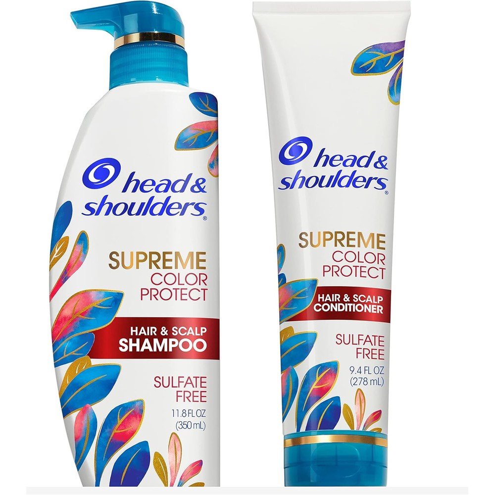 Head and Shoulders Supreme Color Protect shampoo and conditioner set front view for color treated hair