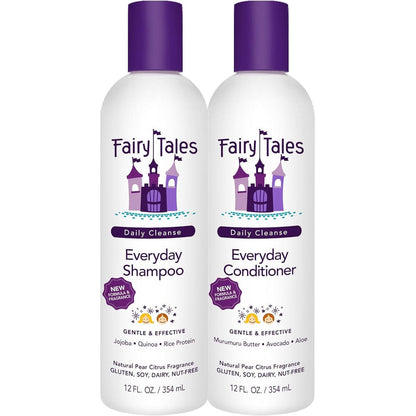 Fairy Tales Daily Cleanse Kids Shampoo and Conditioner set front view for gentle hair care