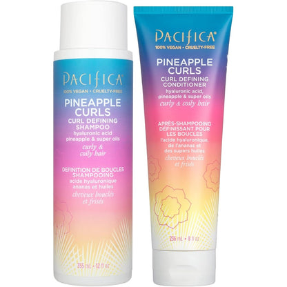 Pacifica Pineapple Curls shampoo and conditioner set front view for curly hair definition